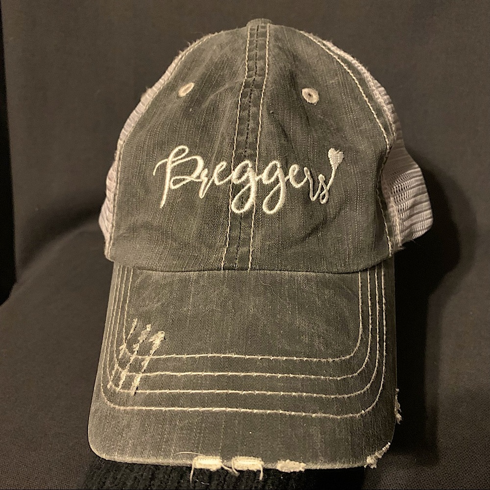 Distressed “Preggers” Trucker Hat - Gray - Adjustable